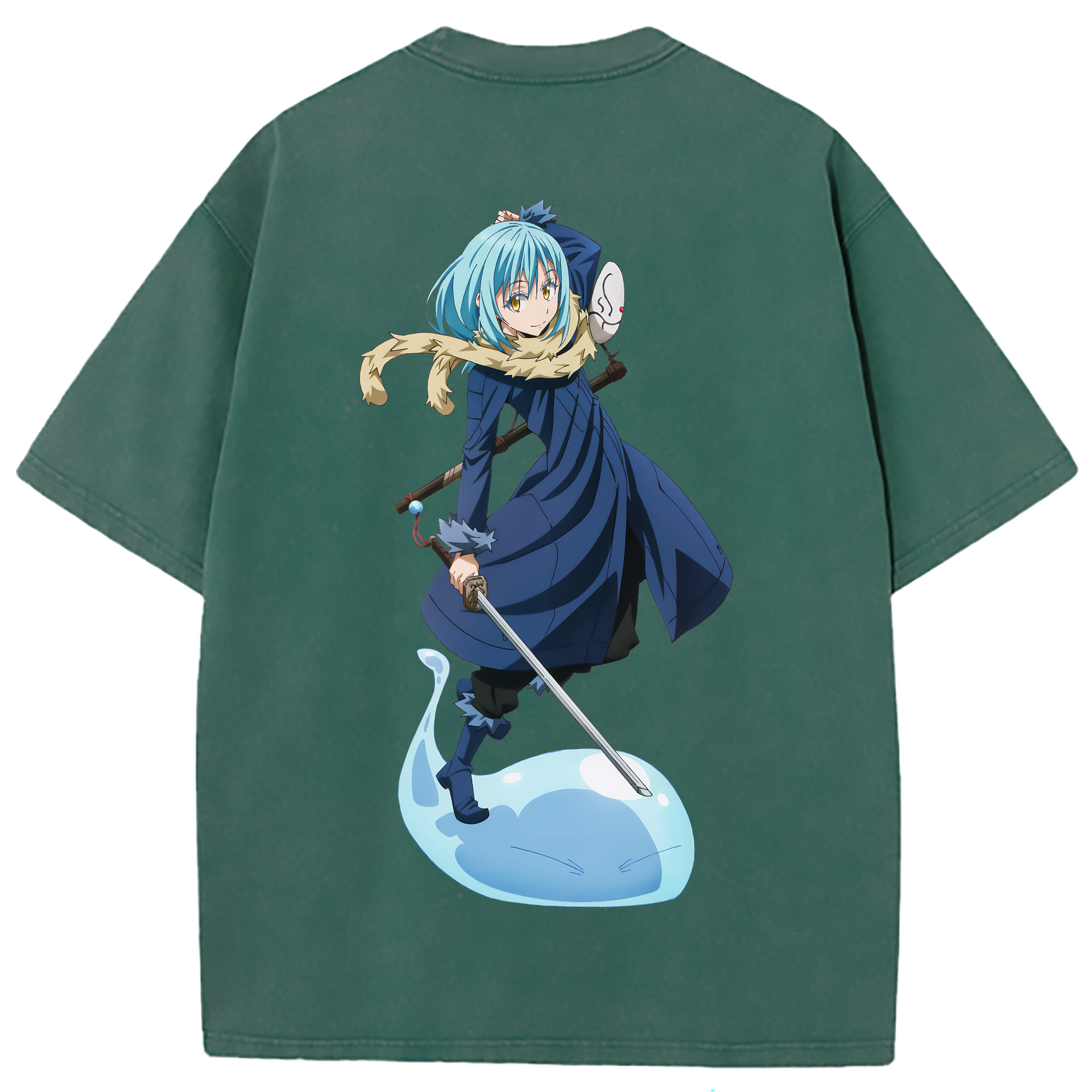 （画像用） 転スラ Regarding Reincarnated to Slime 綿100% ヴィンテージ風 半袖Tシャツ（背面プリント）
